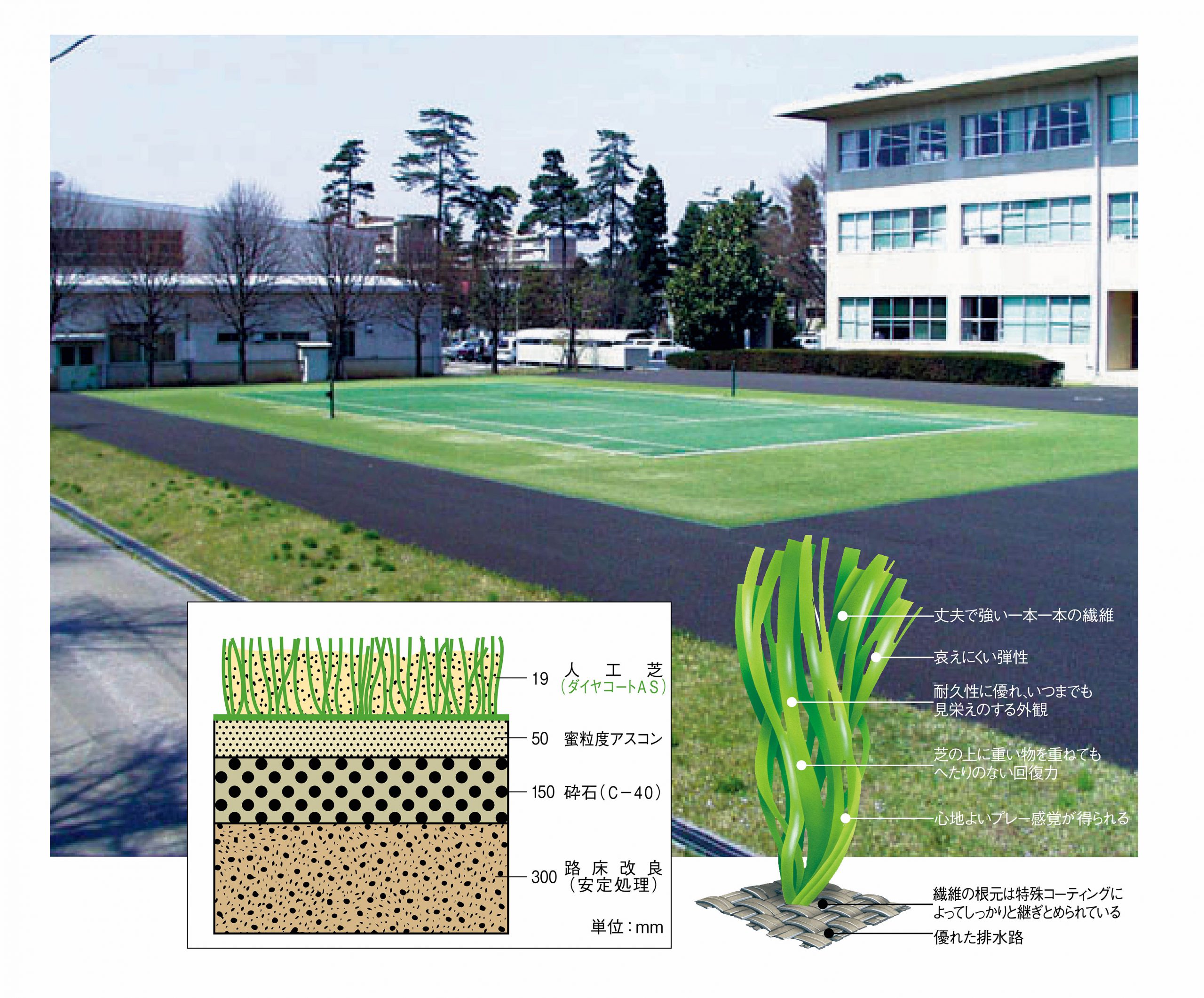 透水性砂入り人工芝コート（AS)