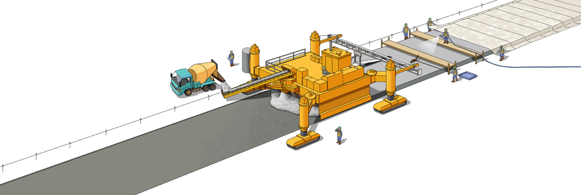 普通コンクリート舗装、連続鉄筋コンクリート舗装、コンクリート薄層オーバーレイ工法、新幹線路盤コンクリート、コンクリート構造物など